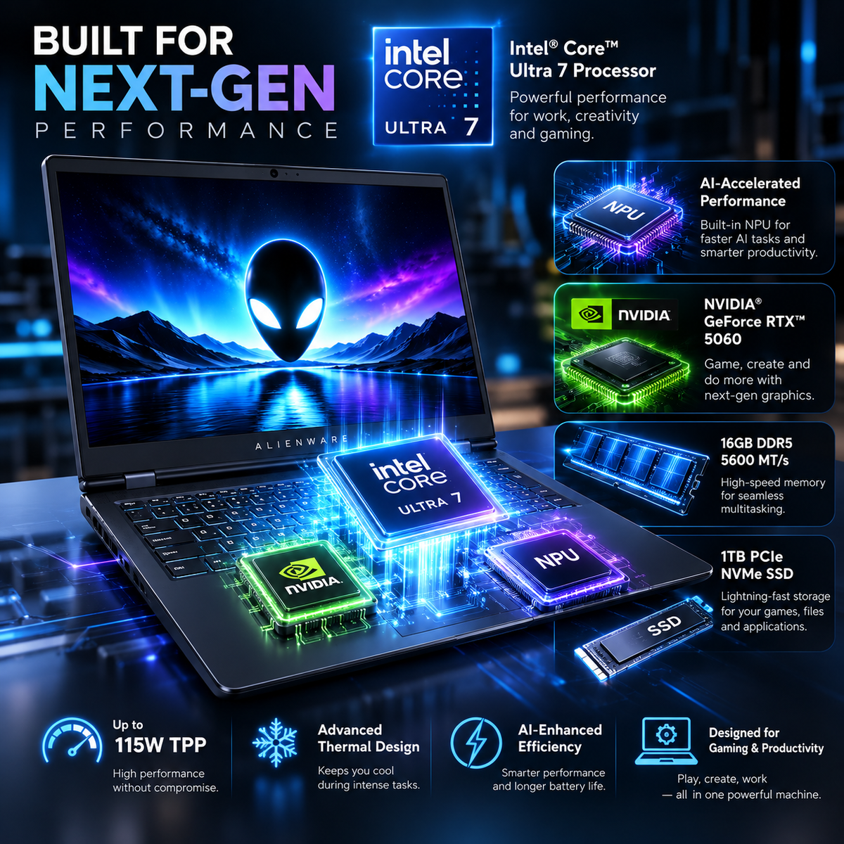 Alienware 16 Aurora Gaming Laptop – Core 7, RTX 5060